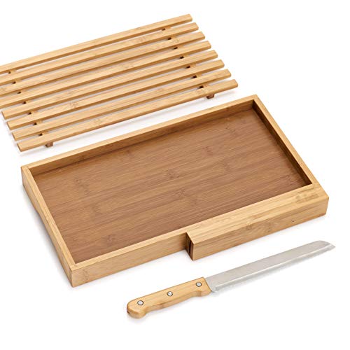 Zeller 25225 Tabla para Cortar El Pan con Cuchillo, Madera, Marrón, 39.5x23.5x4 cm