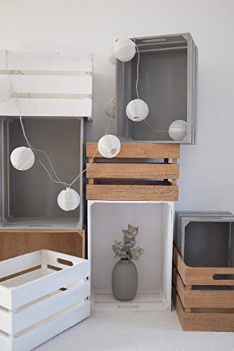 Zeller Caja de Almacenamiento, Madera, Blanco Vintage, Metal, Naturaleza, 39 x 29 x 21 cm