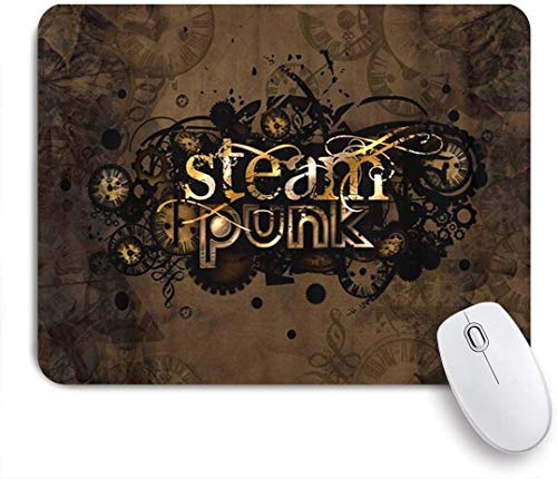 ZELXXXDA Alfombrilla de ratón de Oficina,Marrón Resumen Steam Punk Símbolo Signo Envejecido Reloj Otoño,Alfombrilla Antideslizante para Juegos con Base de Goma