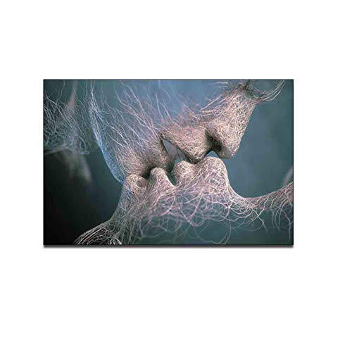 ZEMER Beso Cuadros en Lienzo Sin Marcos Pareja Besándose Romántica Abstracto Decoración De Arte De Pared Giclee Imprimir Ilustraciones,B,60x100