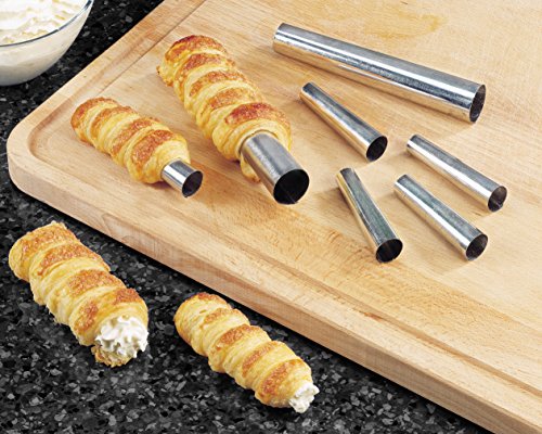 Zenker Patisserie Conos para Relleno de Crema, Acero estañado, Plateado, 2 canutillos de 13.5cm y 5 canutillos de 6.5cm