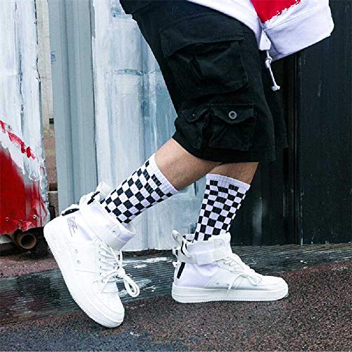 ZHANGNUO Harajuku Trend Women Calcetines a Cuadros Calcetines Geométricos a Cuadros Hombres Hip Hop Algodón Unisex Streetwear Novedades Calcetines NegroAzul