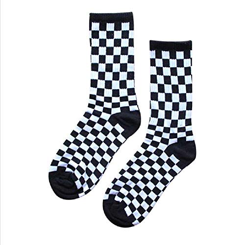 ZHANGNUO Harajuku Trend Women Calcetines a Cuadros Calcetines Geométricos a Cuadros Hombres Hip Hop Algodón Unisex Streetwear Novedades Calcetines NegroAzul