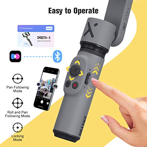 Zhiyun Smooth X Gimbal-Móvil-Estabilizador-para-Smartphone (con Manual en Español), Estabilizador de Bolsillo Portátil Compatible para Celular como iPhone Samsung Huawei Xiaomi