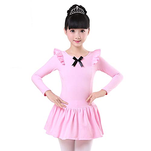 ZHongWei - niñas Visten Ropa Ropa de la Danza, del Ballet del Mono de los niños, otoño e Invierno Ropa de práctica, Trajes Latinos de Manga Larga, Monos Corbata de Lazo Danza