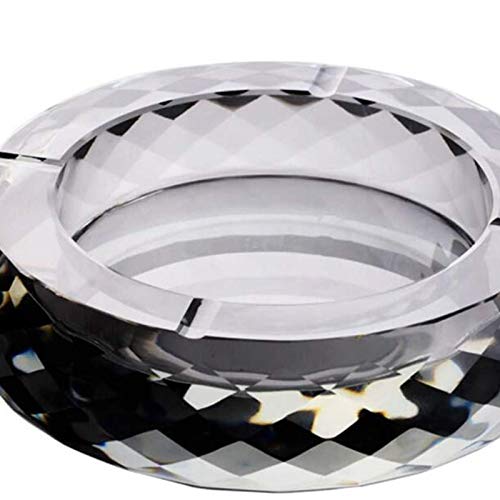 Zidao A Prueba de Viento cenicero de Cristal Moderna, Ronda Grande cenicero Decorativo Suelo Antideslizante Conveniente para la Oficina jardín Interior Exterior de Estilo Moderno,A
