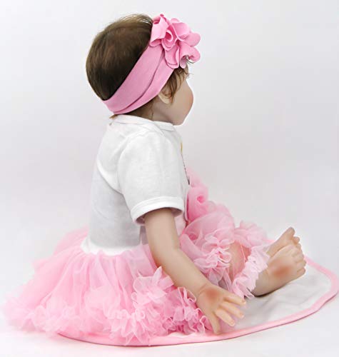 ZIYIUI Muñecas Bebé Reborn Niña 22 Pulgadas 55 cm Silicona Suave Vinilo Realista Exquisito Hecho a Mano Chupete Magnético Juguetes de Niño y Niña Mejores Reborn Toddlers