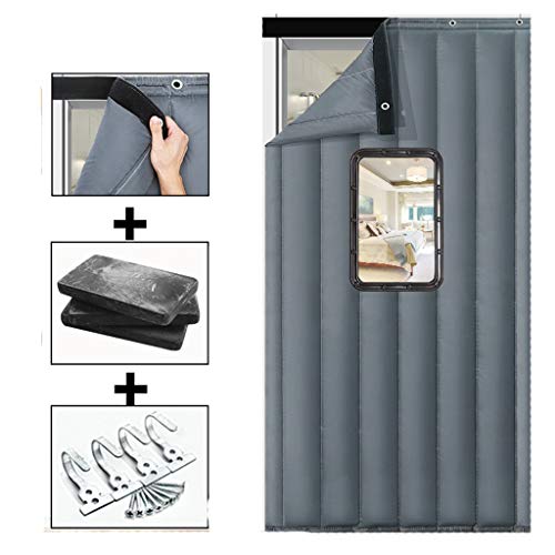 ZL Ojales Puerta Industrial Cortinas Manta de Invierno Caliente for la Sala de Aire Acondicionado, Cocina, Escalera, Aislamiento acústico Cortina, Tela Impermeable de Nylon, Gris