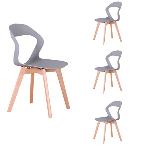 ZMALL - Sillas de comedor creativas nórdicas para café, respaldo de arte calado, patas de madera maciza, estructura estable, apto para restaurantes, cafeterías, bares, juego de 4