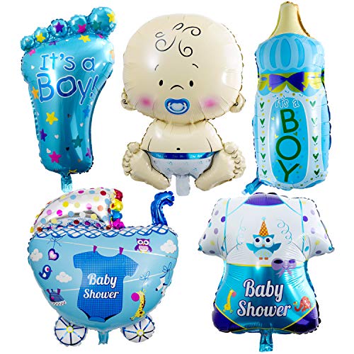 ZOEON Baby Shower Globos para Fiestas Infantiles, Globos de Papel de Aluminio It’s a Boy/Girl con Faja Mum to Be (NIÑO)
