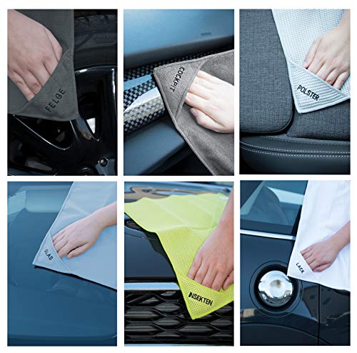 ZOLLNER Kit de 6 bayetas de Microfibra para Limpiar el Coche, 40x40 cm