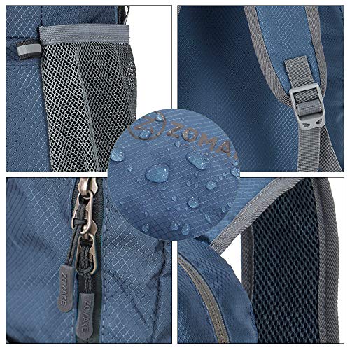 ZOMAKE Mochila Plegable Ligera 20L, Mochilas Pequeñas para Hombre Mujer, Mochilas Compacta para Viajar Senderismo(Azul Marino)