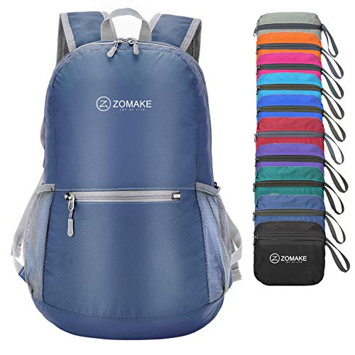 ZOMAKE Mochila Plegable Ligera 20L, Mochilas Pequeñas para Hombre Mujer, Mochilas Compacta para Viajar Senderismo(Azul Marino)