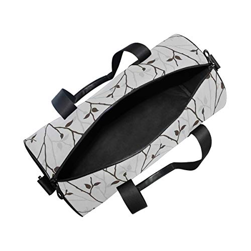 ZOMOY Bolsa de Deporte,Ramas en los árboles de otoño Tallo Ramita con últimas Hojas Arte de diseño Minimalista,Nuevo de Cubo de impresión Bolsas de Ejercicios Bolsa de Viaje Equipaje Bolsa de Lona