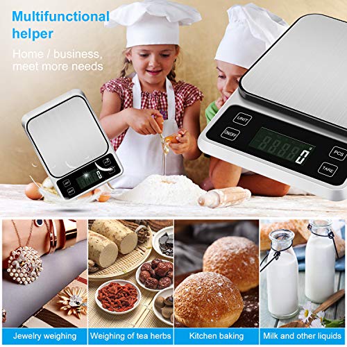 Zorara Balanza Cocina, 5kg/1g Peso Cocina Digital, Peso Cocina, Vascula Cocina, Pesos de Cocina Digitales, Báscula de Cocina Digital de Precisión con LCD Retroiluminación, Función de Tara, Plata