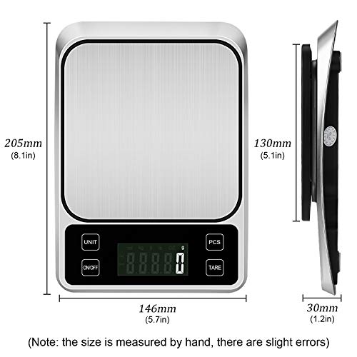 Zorara Balanza Cocina, 5kg/1g Peso Cocina Digital, Peso Cocina, Vascula Cocina, Pesos de Cocina Digitales, Báscula de Cocina Digital de Precisión con LCD Retroiluminación, Función de Tara, Plata