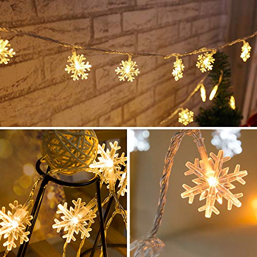 Zorara Cadena de Luces - Guirnalda Luces 6M 40 LED - Guirnalda Luces Pilas Nieve- Decoración Interior, Jardines, Casas, Boda, Fiesta de Navidad [Clase de eficiencia energética A+++] (Nieve)