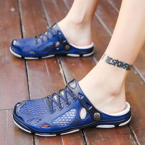Zuecos Hombre Playa Piscina Sanitarios Enfermera Goma Verano Zapatillas de Trabajo Sandalias Negro Azul Amarillo 40-45 Azul 43