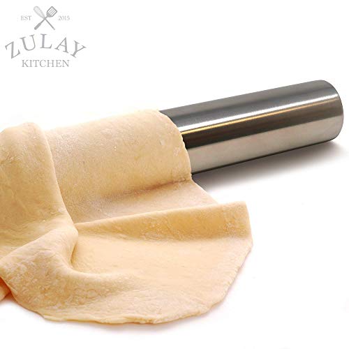 Zulay Kitchen Profesional francés Palo de amasar para la cocción, de Primera Calidad de Acero Inoxidable, Peso Ligero, fácil de rodar diseño | Laminado de Metal de Clavija y la Pasta de azúcar de ama