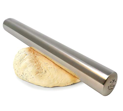 Zulay Kitchen Profesional francés Palo de amasar para la cocción, de Primera Calidad de Acero Inoxidable, Peso Ligero, fácil de rodar diseño | Laminado de Metal de Clavija y la Pasta de azúcar de ama