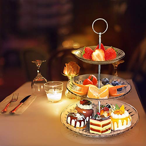 ZWOOS Soporte para Tartas de 3 Niveles，Bandeja de Tartas， Soporte Torta Transparente para Postre, Pasteles, Bandeja Desmontable