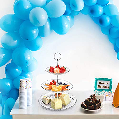 ZWOOS Soporte para Tartas de 3 Niveles，Bandeja de Tartas， Soporte Torta Transparente para Postre, Pasteles, Bandeja Desmontable