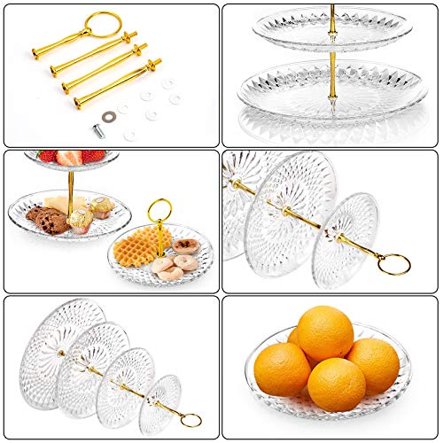 ZWOOS Soporte para Tartas de 4 Niveles Bandeja de Tartas Soporte Torta Transparente para Postre, Pasteles, Bandeja Desmontable