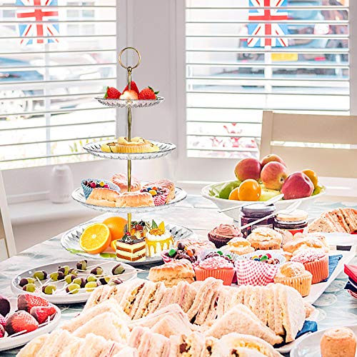 ZWOOS Soporte para Tartas de 4 Niveles Bandeja de Tartas Soporte Torta Transparente para Postre, Pasteles, Bandeja Desmontable