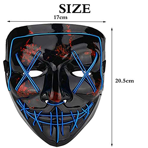 ZXCVB Máscara De Halloween Scary Mascara EL Wire Scary Mask para El Festival De Halloween Fiesta De Inducción De Sonido Centelleo Tanto Adultos como Niños Pueden Usar,Green-Halloweenmask