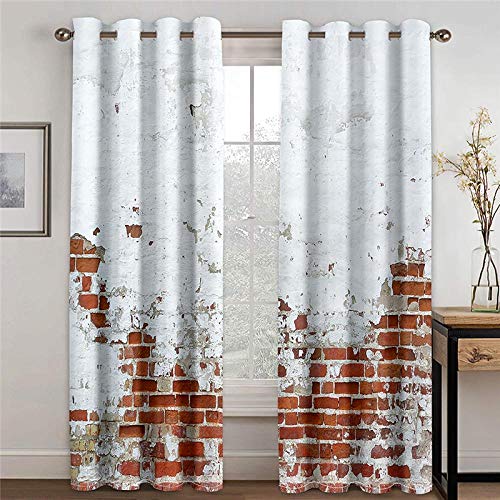 ZXDYLY Cortina Opaca, Juego de 2 Paneles de Balcón Tratamiento de La Ventana Cortina Decorativa Salón Dormitorio Cortinas Salon Modernas con Ojales Niños Regalos 117x229cm, Muro Antiguo