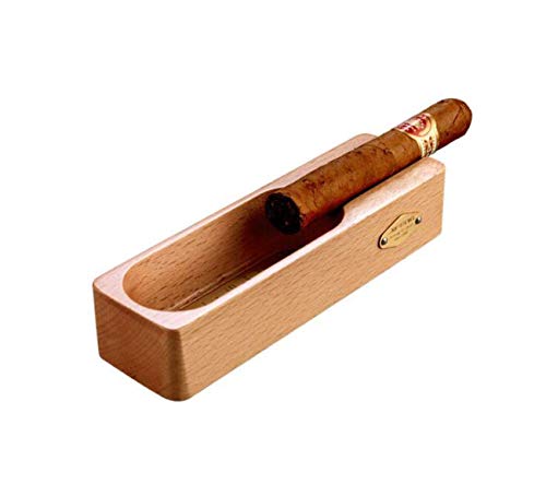 ZXL Caja de Puros, humidor Cenicero de cigarros Retro Merbau Personalidad de Madera Maciza Canal de Humo de Gran Calibre Grabado de Metal Color de Madera Retro Merbau Madera Maciza Canal de Humo