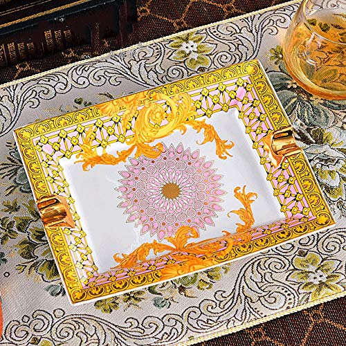 ZXT Cenicero de cerámica retro europeo, Cenicero de cigarro portátil de patrón retro Cigarrillo portátil de moda, Porcelana creativa de moda Decoración para el hogar Salón Mesa de centro Restaurante D