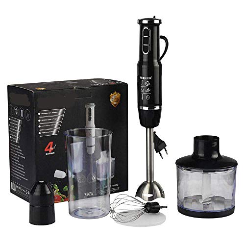 zyl Batidora de Mano batidora de Mano 4 en 1 Incluye batidora de Varilla para Alimentos batidora de Varilla de 750 W con procesador de Alimentos Vaso de precipitados Hoja de Acero Inoxidable batid