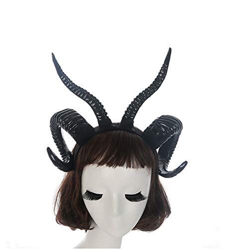 1 Juego De Halloween Accesorio Del Pelo Creativo Ovejas De Cuerno En Forma De Sombreros Y Gorros Mano Bricolaje Puntales Portátil Hairband Cosplay Accesorios Demonio Mal Diadema Negro