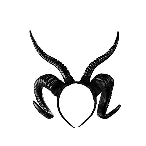 1 Juego De Halloween Accesorio Del Pelo Creativo Ovejas De Cuerno En Forma De Sombreros Y Gorros Mano Bricolaje Puntales Portátil Hairband Cosplay Accesorios Demonio Mal Diadema Negro