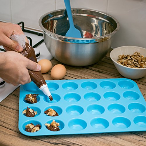 1 paquete mini Molde para magdalenas silicona con 24 ranuras para mini magdalenas o galletas, apto para horno by Wady