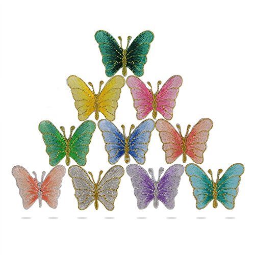 10 Pcs Parches Pegatinas Apliques Bordados Termoadhesivos de Mariposa para Decoración de Ropa Chaquetas Vestidos Cazadoras Vaqueros