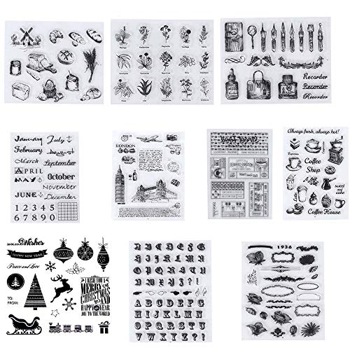 10 Piezas Sellos Transparentes, Silicona Sello,Transparente Álbum de Álbumes de Recortes para Manualidades Scrapbooking,Fotos Decoración,Postales de Recortes