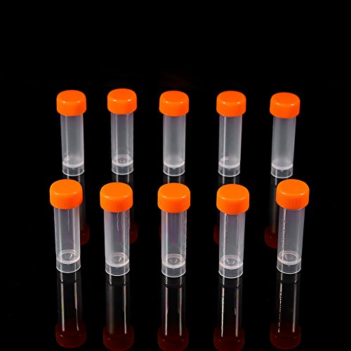10 unidades 5 ML Tubos de Prueba Plásticos Tubos de Ensayo Congelados Tubo con Marcas Graduadas Tapón de Tuerca para Laboratorio