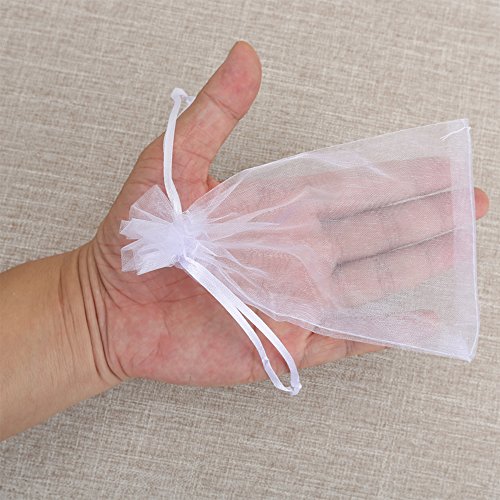 100 bolsas de organza, color blanco, 10 x 15 cm, mediano de organza, para regalo pequeño