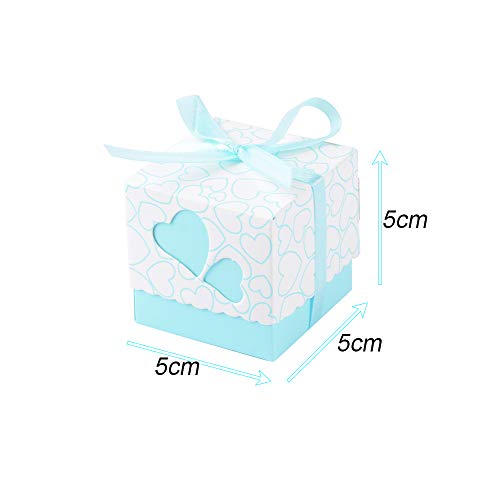 100 × Cajas de Caramelo Dulces Bombones para Boda Fiestas Cumpleaños Bautizo Detalles Recuerdos Decoración Favor para Invitados de Boda (Azul)