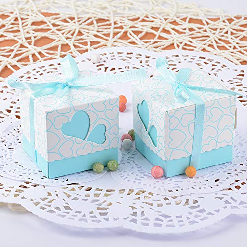 100 × Cajas de Caramelo Dulces Bombones para Boda Fiestas Cumpleaños Bautizo Detalles Recuerdos Decoración Favor para Invitados de Boda (Azul)