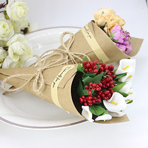 100 cartulinas de papel kraft natural, ideal para bricolaje de conos para fiesta de bodas, cuerda de cáñamo, adhesivo de doble cara, etiqueta de cierre