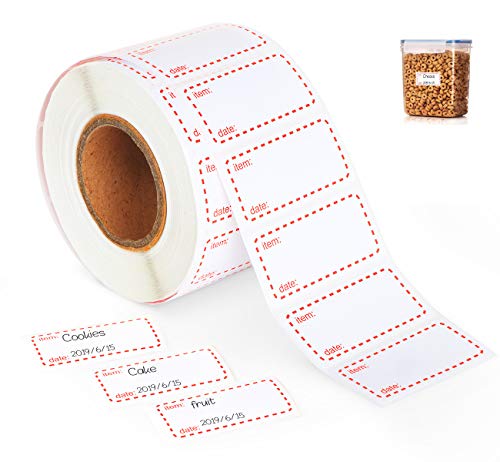 1000 etiquetas de alimentos para congelador, etiquetas autoadhesivas de fecha 50 x 25 mm, extraíbles y impermeables, color blanco y rojo