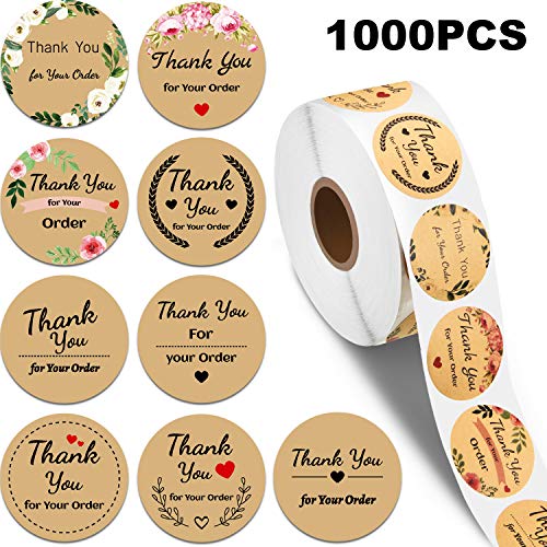 1000 Piezas de Pegatinas de Thank You for Your Order Pegatinas Decorativas de Negocios Pegatinas de Thank You Etiquetas Engomadas Redondas de Círculo para Sobres de Bolsas con Sobres para Fiestas