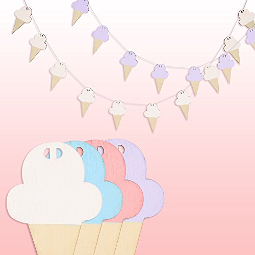 10Unids Guirnalda Cono de Helado De Madera Colgando para decoración de Apartamento Dormitorio Sala de Estar Art Party Telón de Fondo Decoración(Pink)