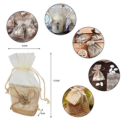 12 Piezas,Bolsa Gasa Boda,Diseño de Moderno,Ideal para Regalo,Recuerdos,Comunión Detalle,Bautizo,Boda,Cumpleaños,Fiesta,Viaje,Para Invitadas-Flore Pequeño