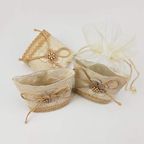 12 Piezas,Bolsa Gasa Boda,Diseño de Moderno,Ideal para Regalo,Recuerdos,Comunión Detalle,Bautizo,Boda,Cumpleaños,Fiesta,Viaje,Para Invitadas-Flore Pequeño
