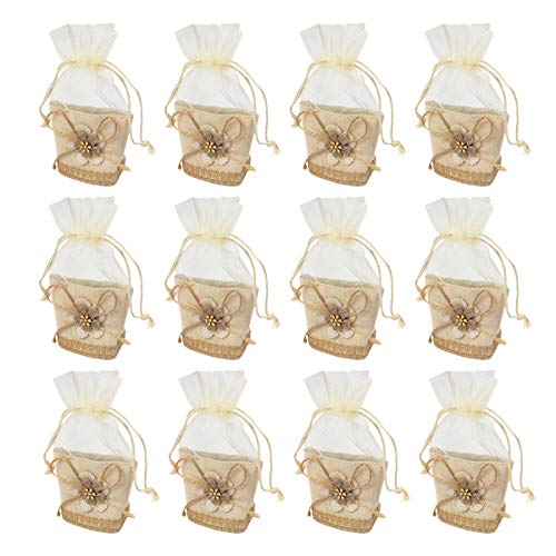 12 Piezas,Bolsa Gasa Boda,Diseño de Moderno,Ideal para Regalo,Recuerdos,Comunión Detalle,Bautizo,Boda,Cumpleaños,Fiesta,Viaje,Para Invitadas-Flore Pequeño