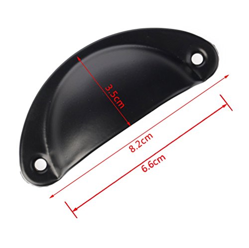 12pcs Pomos Vintage Puerta Retro Hierro Muebles Cocina Armario Cajón Tire Tiradores y Pomos con Forma de Carcasa con Tornillos - 8,2 cmx3.5 cm Negro